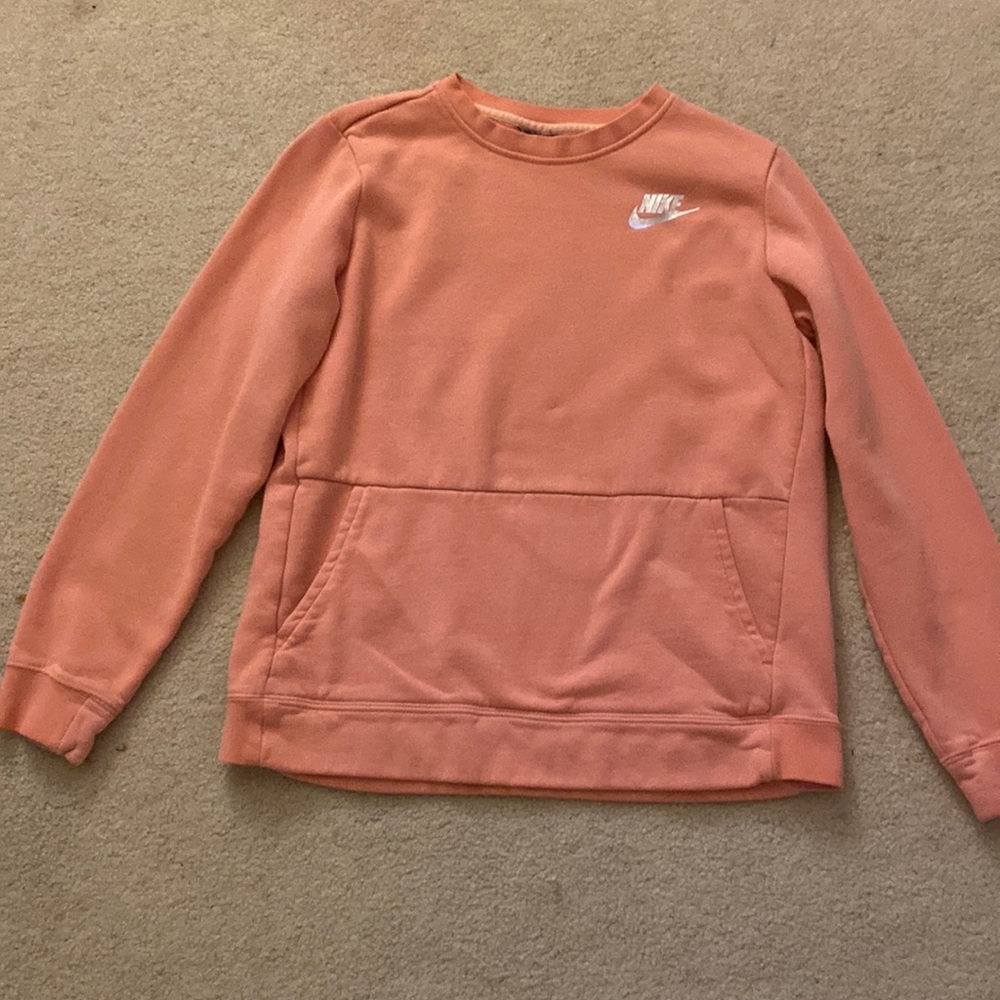 Kids XL Nike Crewneck | front pocket | color: peach|